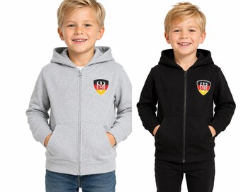Sudadera con capucha y cremallera para niños Alemania – Deportiva, cómoda – Camiseta con la bandera de la Copa Mundial de Fútbol Ash SC