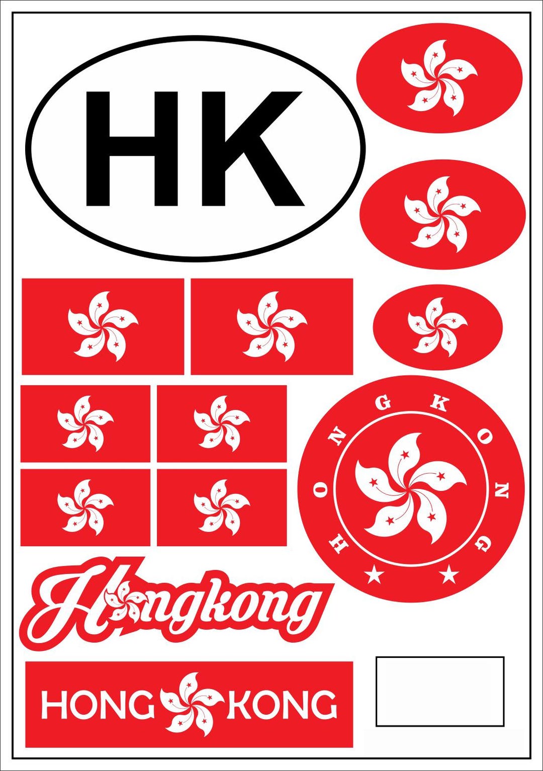 Hong Kong Sticker Map 13 Pieces - Car Motorcycle Biker Flag Sticker ...