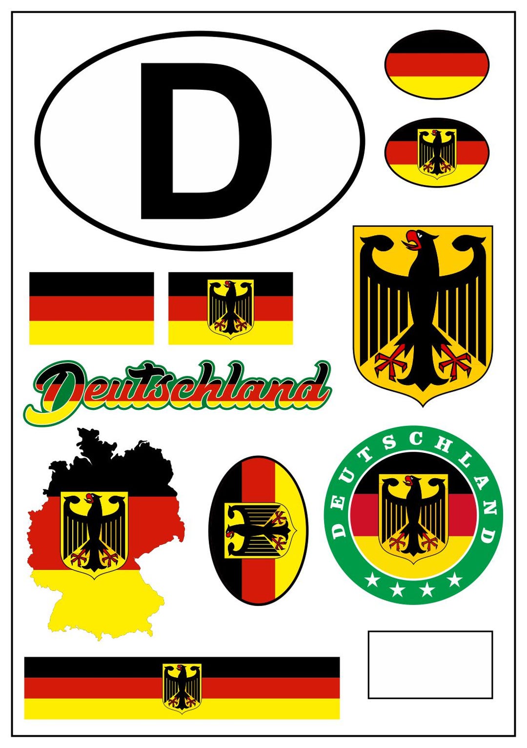 Germany Decal Sticker Germany Sticker Map 11 Pieces - Car Motorcycle Biker Flag Sticker Decal ...
