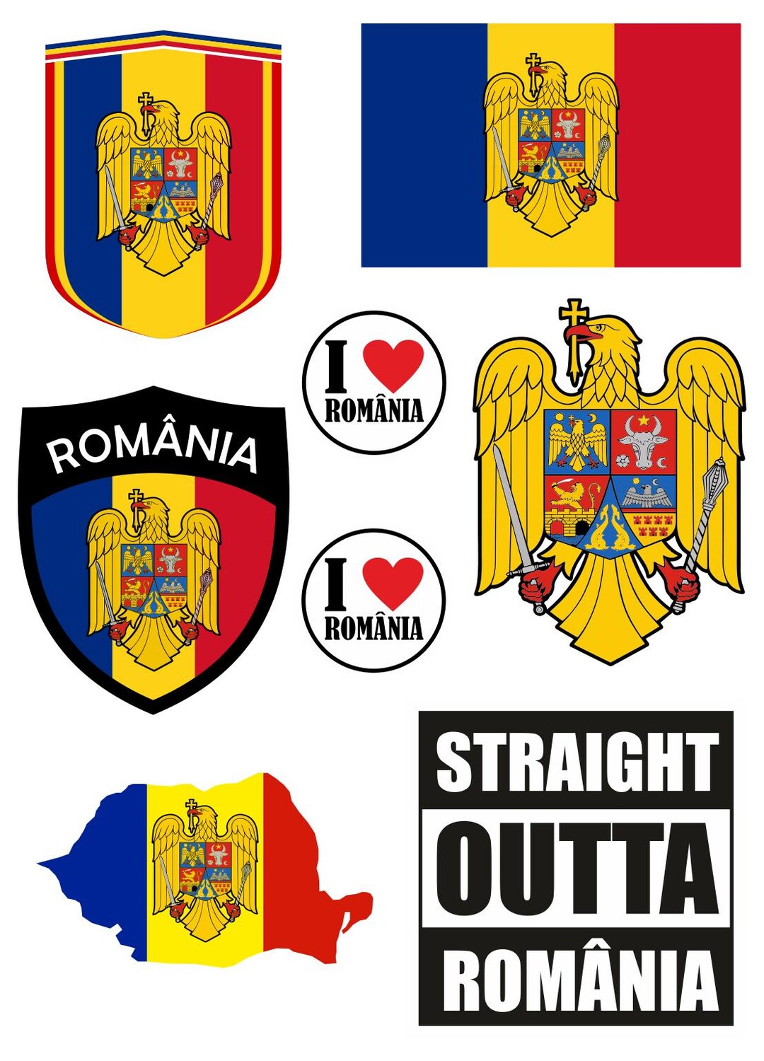 Romania Sticker Romania Sticker Map 8 Pieces - Car Motorcycle Biker Flag Vinyl AKN - Etsy