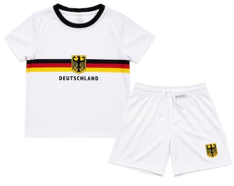 Deutschland Kinder Trikot - Weiss - Trikotsatz + Hose - WM - Fussball LI 98 - 152