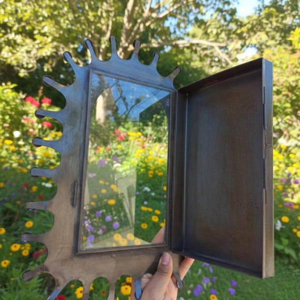 Mexican Tin Nicho Wall Decor – 14 Inch Folk Art Shrine – Rustic Boho Metal Frame