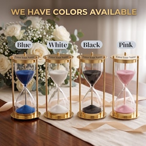 Reloj de arena dorado personalizado con arena de colores / Reloj de arena grabado a medida