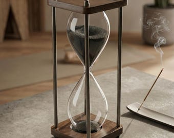 Reloj de arena de madera personalizado con nombre grabado, decoración moderna para escritorio, regalo de aniversario.