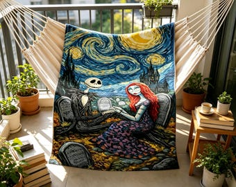 Manta macia com estampa do filme "O Estranho Mundo de Jack", presente perfeito para fãs.