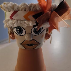 Hand Painted Terracotta Pot Face Planter, Cute Girl Clay Pot, Whimsical Garden Decor, Handmade Plant Pot, Boho Gift Idea #185