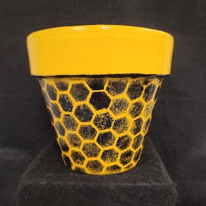 Vaso in terracotta a nido d'ape dipinto a mano / Fioriera ispirata alle api / Vaso per piante a nido d'ape / Decorazione rustica da giardino / Fioriera per piante grasse / Regalo per amanti della natura