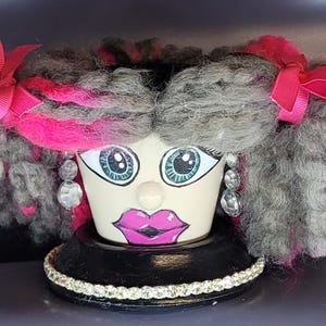 Hand Painted Terracotta Pot Face Planter, Cute Girl Clay Pot, Whimsical Garden Decor, Handmade Plant Pot, Boho Gift Idea #234