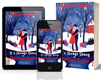 Christmas Themed Romantic Comedy Contemporary Romance Illustrated Ebook Cover | Romcom Cover Art | Christmas Romance Book Cover
