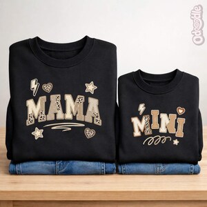 Mama Mini Shirt PNG • Matching Chenille Patch Graphic PNG • Mommy And Me Varsity Boutique Design • DTF Sublimation Digital Download