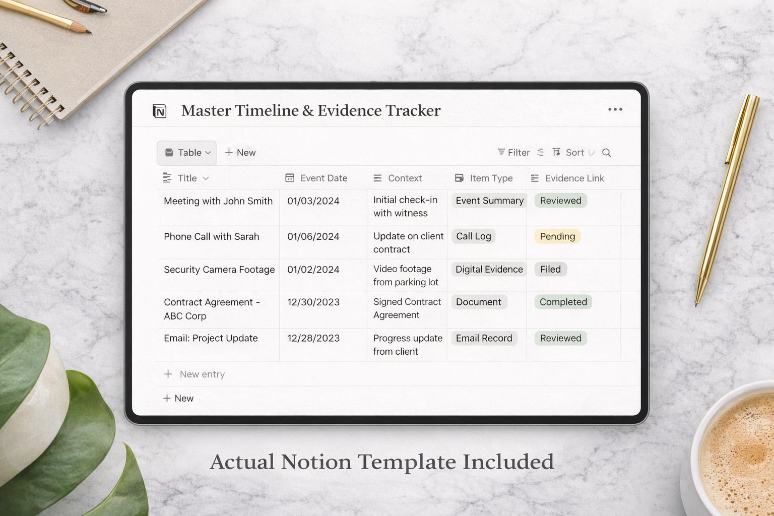 Legal Evidence Tracker | Case Timeline Template | Court Document ...
