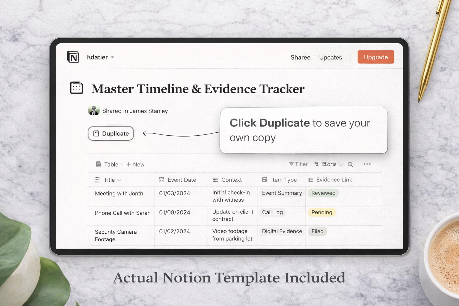 Legal Evidence Tracker | Case Timeline Template | Court Document ...