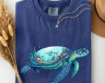 Sea Turtle Graphic Tee, Ocean Marine Life Shirt, Beach Lover Gift