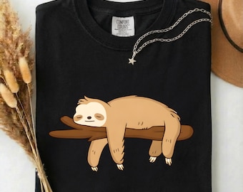 Sloth T-Shirt, Relaxed Fit, 100% Cotton, Animal Lover Gift