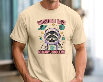 Retro Raccoon Astronaut Graphic T-Shirt, 80s 90s Space Tee