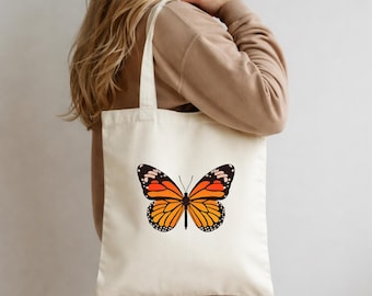 Monarch Butterfly Tote Bag, Organic Cotton Canvas, Nature Grocery Bag