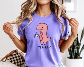 Tea Rex Dinosaur T-Shirt, Funny Tea Lover Pun Shirt