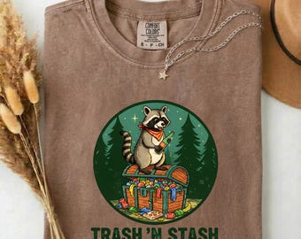 Raccoon Trash 'n Stash T-Shirt, Funny Animal Graphic Tee
