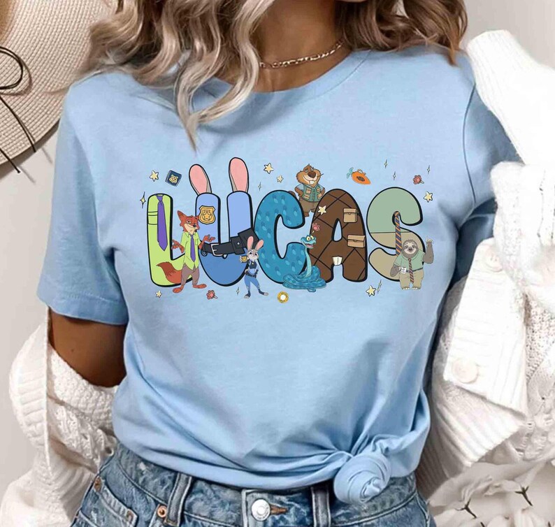 Chemise personnalisée personnages Disneyland Zootopia 2, t-shirt Judy Hopps Nick Wilde Gary DeSnake, voyage en famille Disneyland, anniversaire Zootopia 2 image 4