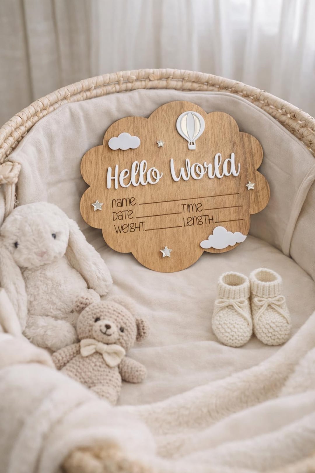 Hello World Baby Announcement Sign, Personalized Baby Name Sign, Birth ...