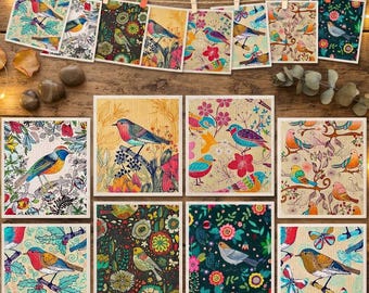 8 Pack Swedish Dishcloths, Reusable Kitchen Towels, Absorbent Washable Cleaning Cloths, Quick Drying Sponge Cloths, Birds & Flowers