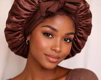 100% Mulberry Silk Sleep Bonnet – Frizz-Free Hair Care