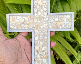 Handcrafted Seashell Cross – Coastal Home Decor | Nautical Wall Art | Ocean-Inspired Religious Gift