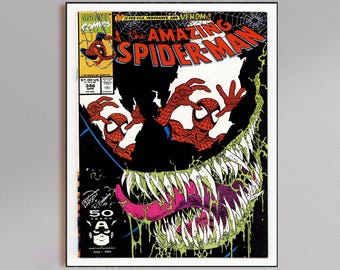 Spider-Man vs Venom Comic Book Cover Poster | Archival Print