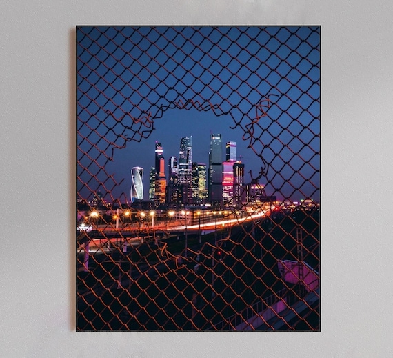 City Skyline Poster, Urban Photography Print, Night City Wall Art, Modern Architecture Decor, Cityscape Poster