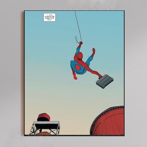 Spiderman Comic Art Print | Superhero Swinging Poster image 1