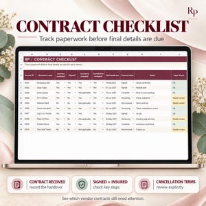 Contracts checklist for signed paperwork and due dates.