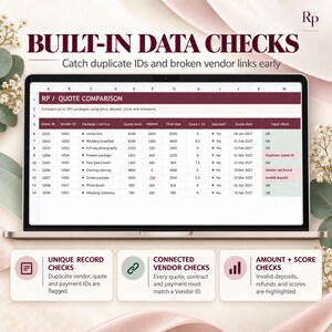 Vendor Payments log tracking deposits, instalments and refunds.