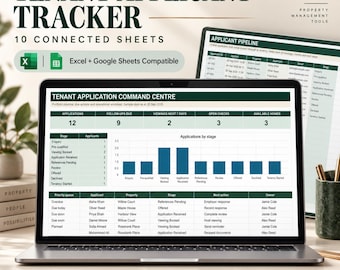 Tenant Applicant Tracker Spreadsheet, Rental Application & Viewing Log, Excel Google Sheets