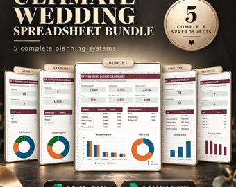 Wedding Planner Spreadsheet Bundle, Budget Guest List Vendor Timeline Seating, Excel Google Sheets