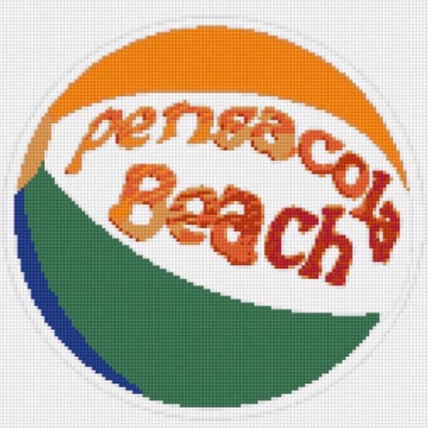 Pensacola Beach Ball Needlepoint Pattern - 6.2x6.2" Needlepoint Chart (PDF Download)