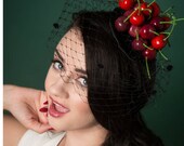 Cherry Fascinator Vintage Retro Style Petite Pile of Cherries