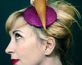 Ice Cream Fascinator Glitter Pink Cherry Quirky Bridal Hair Accessory
