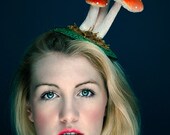 Toadstool Fascinator Glitter Hat with Fairy and Crystals Festival