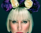 Floral Crown Hairband in Purple and Cream Bridal Wedding Festival