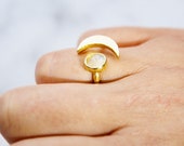 Crescent Moon Ring with Opalite