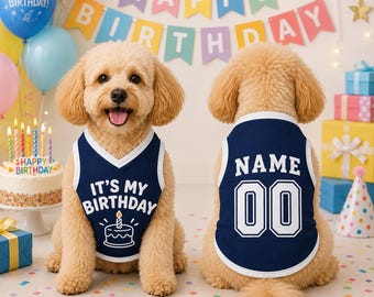 Custom Dog Birthday Jersey, Personalized Pet Birthday Shirt, It's My Birthday Dog Outfit, Name Number Pet Clothing, Birthday Pet Shirt