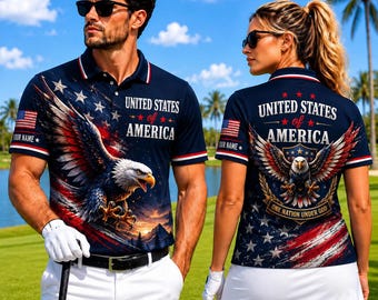 Personalized Name 250 Years of Freedom Polo Shirt, America 250 Golf Polo, Patriotic Eagle Shirt, Independence Day 2026, Custom Name Polo