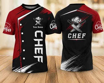 Custom Chef Jersey Shirt, Personalized Chef Team Shirt, Cooking Uniform Tee, Chef Name Shirt, Culinary Gift for Men Women, Cheft Gift