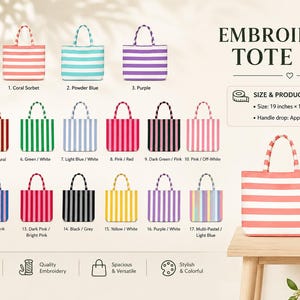 Personalized Lobster Beach Tote Bag, Embroidered Coastal Tote, Custom Name Summer Bag, Preppy Blue Stripe Tote, Vacation Gift for Women bild 2