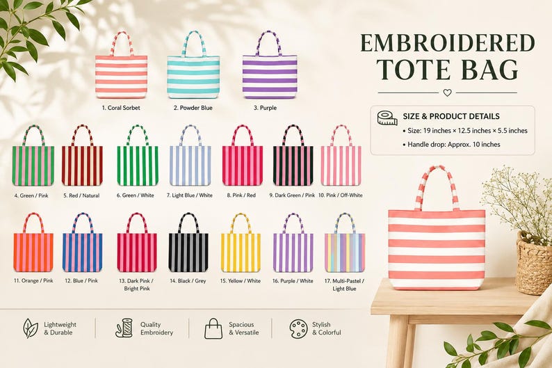 Personalized Lobster Beach Tote Bag, Embroidered Coastal Tote, Custom Name Summer Bag, Preppy Blue Stripe Tote, Vacation Gift for Women bild 2