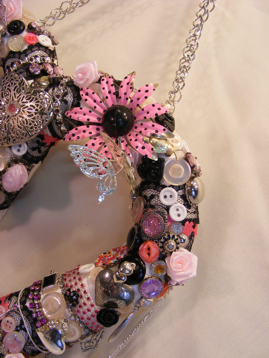 Jeweled Heart Wall Hanging Jewelry Wreath Silver Lockets Etsy