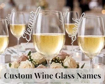 Personalized Wine Glass Charms – Custom Name Set – Wedding, Party Favor, Place Setting, Girls Night