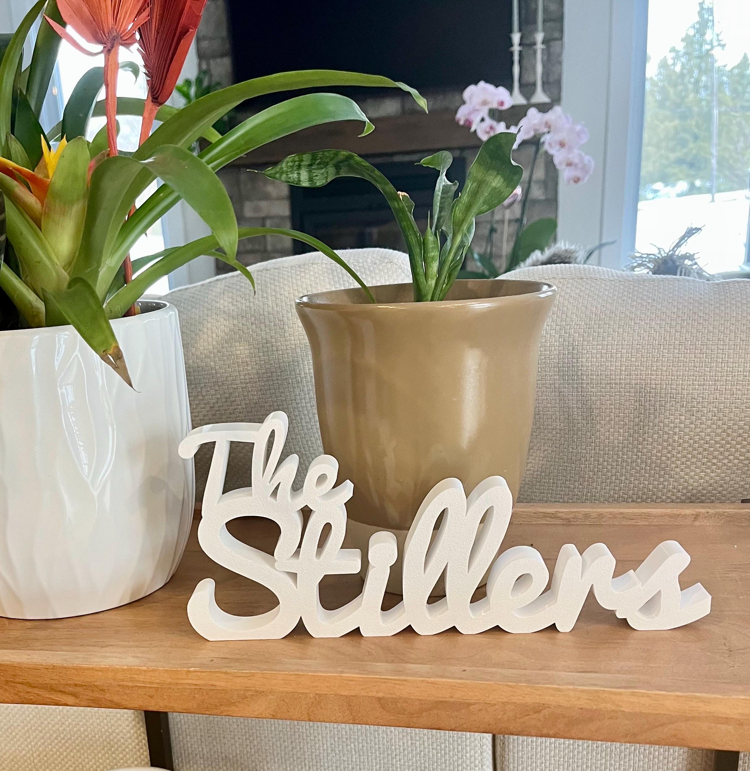 Custom 3D Family Name Sign – Freestanding Script Decor, Shelf Mantel ...