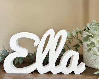 Plaque nominative personnalisée sur pied – Décoration en écriture 3D, élément décoratif pour étagère ou cheminée