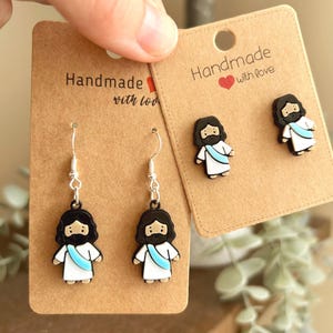 Handmade Mini Jesus Earrings – Dangles and Studs - Christian Easter Gift